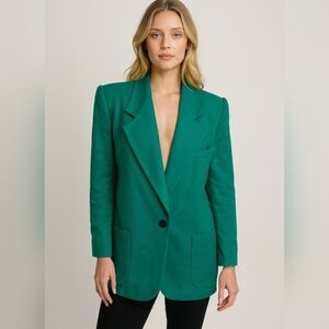 Vintage BERT NEWMAN Strong Shoulder Blazer-Teal Green Power Jacket. S/M